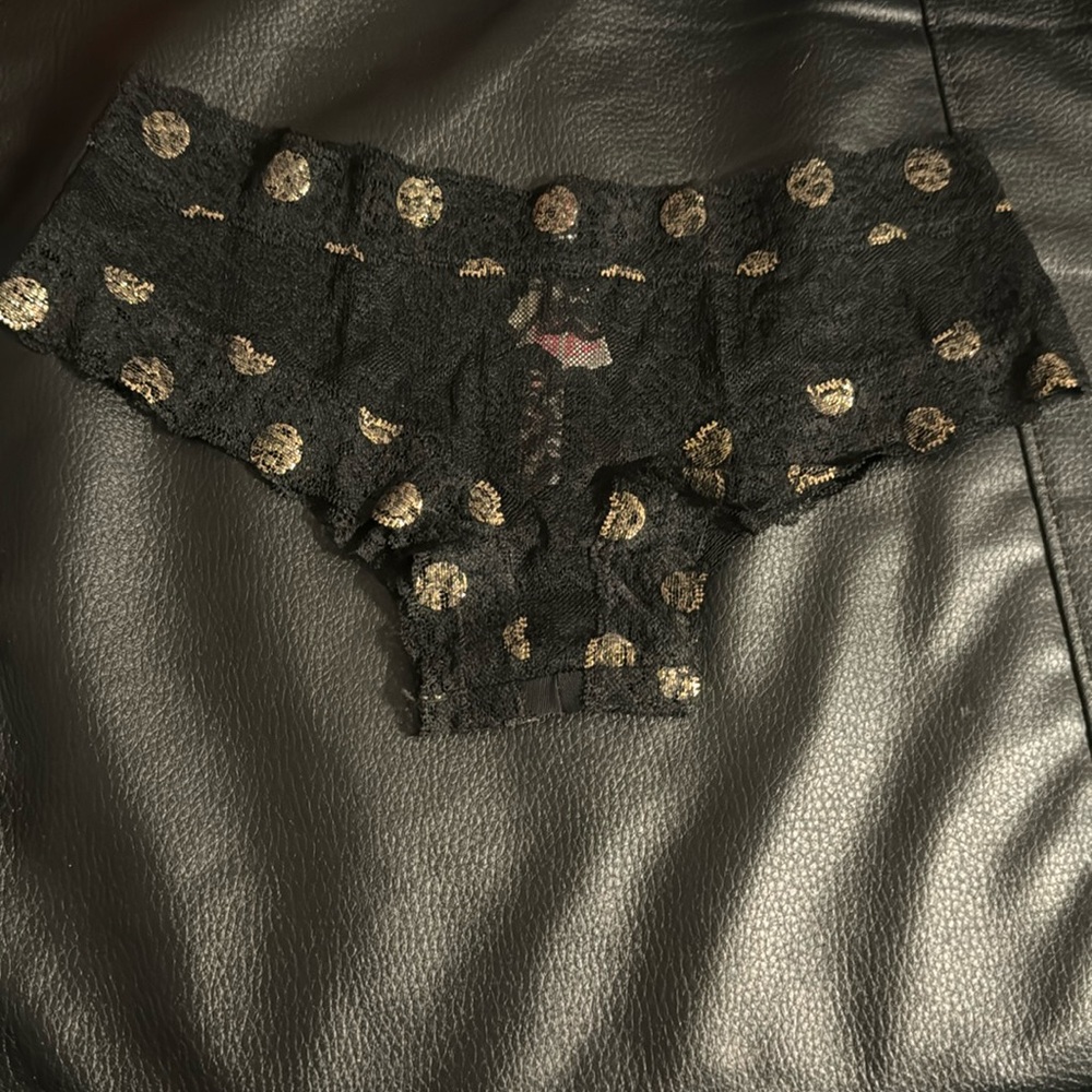 PINK Black Polka Dot Lace Cheekster Size:Small Condition: New, tag attached